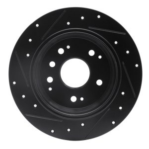 Acura TL Brake Rotor (1) - Rear Right - R1 Concepts - Drilled & Slotted - Black - `99-`11